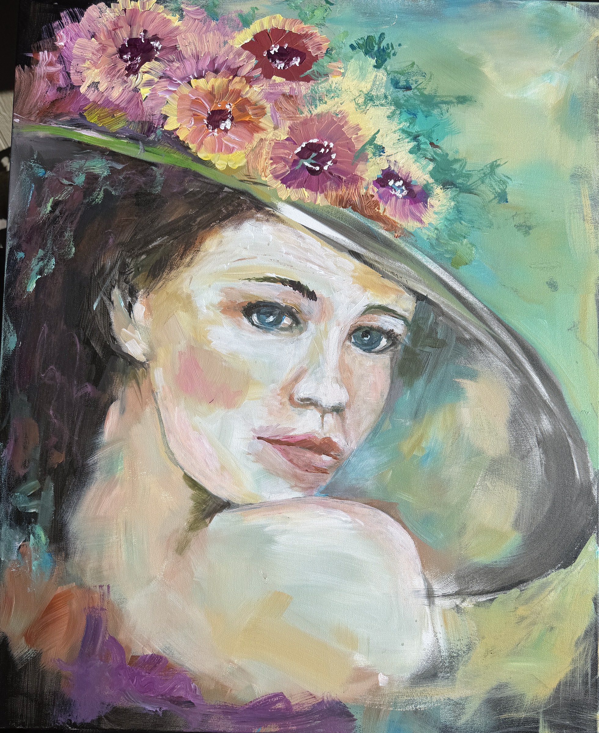 Sitting in the Garden, original painting by Jeannette Westmoreland